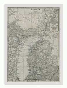 Karte von Michigan, USA, ca. 1900