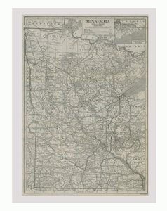 Karte von Minnesota, USA, um 1900