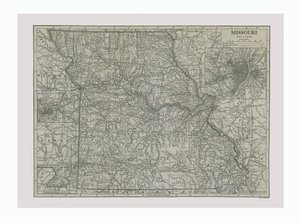 Karte von Missouri, USA, um 1900