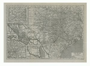 Karte von Texas, USA, um 1910er