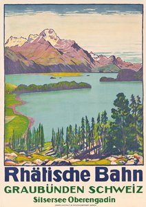 Plakat zur Werbung für Reisen nach Graubünden durch die Schweizer Firma 