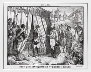 Treffen von Napoleon und Kaiser Franz II. von Österreich nach der Schlacht von Austerlitz von Emil Eugen Sachsse