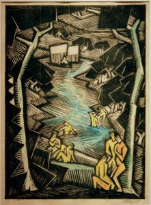 Badende am Waldsee von Emil Maetzel