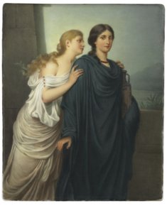 Rechteckige Plakette, Antigone und Ismene von Emil Teschendorff