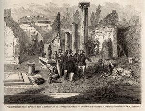 Die Ausgrabung von Pompeji, unter der Leitung des Inspektors Fiorelli, Illustration aus 