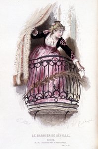 Gesamtwerk von Beaumarchais (1732-1799) von Edouard Fournier. Zeichnung von Emile Bayard. Ed. Laplace, Sanchez et Cie, Paris 1876. Dies ist Rosine in „Der Barbier von Sevilla“
