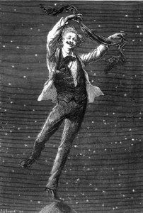 Illustration aus Jules Vernes Roman „Rund um den Mond“, Zeichnung von Emile Bayard, Hetzel-Ausgabe/Voyages extraordinaire 1870