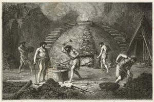Der primitive Ofen zur Eisengewinnung von Emile Antoine Bayard