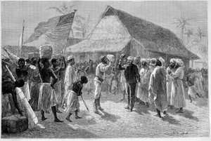 Treffen zwischen Sir Henry Morton Stanley und David Livingstone, in „Le Tour du Monde“