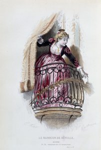 Rosine in „Der Barbier von Sevilla“ von Pierre Augustin Caron de Beaumarchais (1732-1799), Zeichnungen von Emile Bayard (1837-1891) von Emile Antoine Bayard