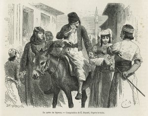 Die Leproux-Quest in Chio, Zeichnung von Emile Bayard, zur Illustration der Geschichte „Die Insel Chio“ (Osttürkei), 1877, von Dr. A. Testevuide. Gravur in Le Tour du Monde von Emile Antoine Bayard