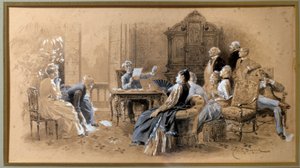Schriftsteller Alexandre Dumas Jr. (1824-1895) liest seine Werke