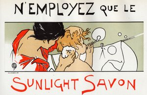 Kind in seinem Bad, Sunlight Seifenwerbung, Ende des 19. Jahrhunderts