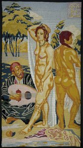 Gesticktes Tableau; Zwei Badende