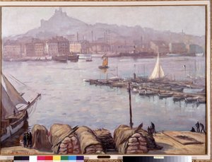 Der alte Hafen von Marseille und Notre Dame de la Garde, auch genannt die Gute Mutter von Emile Bernard