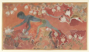 Gemälde des Blauen Affen Safran-Sammler-Freskos aus dem Palast von Knossos, ca. 1921 von Emile Gilliéron