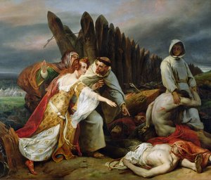 Edith findet den Körper von Harold, 1828 von Emile Jean Horace Vernet