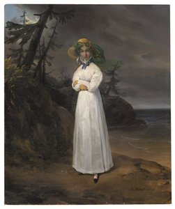 Porträt der Witwe Comtesse Jean-Henri-Louis Greffulhe in einer Landschaft