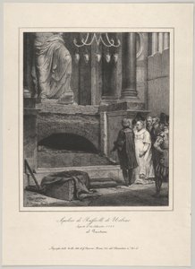 Das Grab von Raffael, geöffnet am 14. September 1833, Pantheon, Rom, 1833 von Emile Jean Horace Vernet