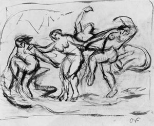 Figurenkomposition mit badenden und tanzenden Frauen von Emile Othon Friesz