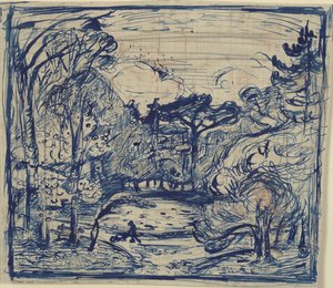 Waldinterieur mit Holzfäller. La Côte de Grâce, Honfleur von Emile Othon Friesz