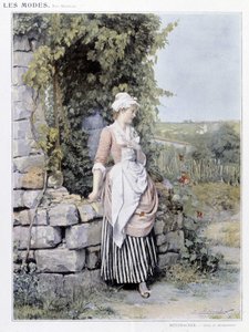 Alleinstehende Frau wartet auf ihr Rendezvous - Illustration von Metzmacher, um 1900 von Emile Pierre Metzmacher