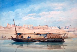 Ein Boot auf dem Nil, Luxor, Ägypten, 19. Jahrhundert von Emile Prisse d