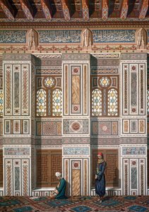 Innenansicht der Moschee von Khosne Ahmed el-Bordeyny. Chromolithographie nach Emile Prisse d