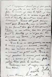 Brief von Zola an Edouard Manet (1832-83), 1868 von Emile Zola