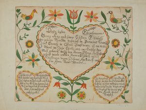 Fraktur - Geburts- und Taufurkunde von Emma M. Krumrine