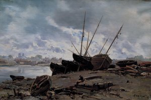 Boote gestrandet in Dieppe von Emmanuel Lansyer