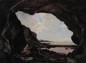 Höhle des Ris unter der eisenhaltigen Klippe, Douarnenez, August 1876 von Emmanuel Lansyer