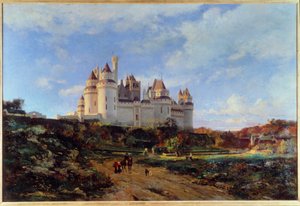 Ansicht des Schlosses von Pierrefonds in der Oise. Gemälde von Emmanuel Lansyer (1835-1893) 19. Jahrhundert Beauvais, Musée Départemental de l