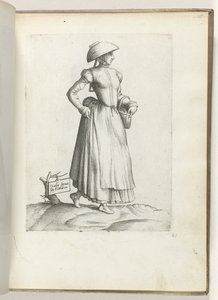 Dienstmädchen aus Flandern, gekleidet nach der Mode um 1550 von Enea Vico