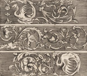 Drei Friese mit Ornamentem Laubwerk, ca. 1541-43 von Enea Vico
