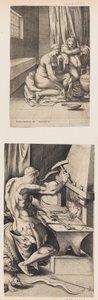 Venus bei ihrer Toilette und Vulkan bei seiner Schmiede, ca. 1546 von Enea Vico