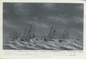 Die Batavische Flotte vor Veere, 1800 von Engel Hoogerheyden