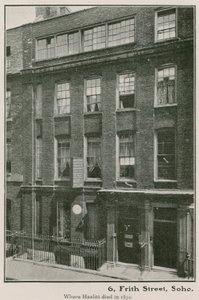 6 Frith Street, Soho, wo Hazlitt 1830 starb von English Photographer