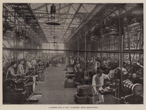 Eine Maschinenwerkstatt in der Gladiator-Fahrradfabrik von English Photographer