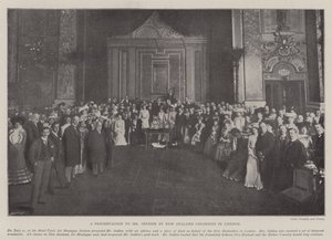 Eine Präsentation an Mr. Seddon von neuseeländischen Kolonisten in London von English Photographer