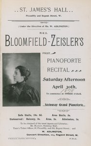 Werbung für ein Konzert von Fannie Bloomfield-Zeisler von English Photographer