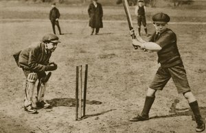 Jungen spielen Cricket, Parliament Hill Fields von English Photographer
