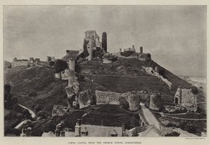 Corfe Burg, vom Kirchturm, Dorsetshire