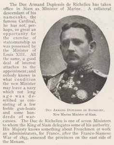 Herzog Armand Duplessis de Richelieu, neuer Marineminister von Siam von English Photographer