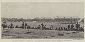 Englische Cricketspieler in Australien, das Adelaide Cricket Oval, das englische Team auf dem Feld