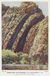 Gefaltete Felsen in der Nähe von Montague, CP, Südafrika