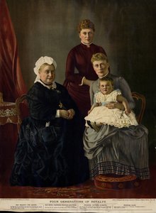 Vier Generationen der Königsfamilie (Königin Victoria, Prinzessin Beatrice, Prinzessin Victoria Alberta und Prinzessin Alice)
