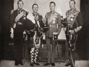 Vier der fünf Söhne von König George V, von links nach rechts, Prinz George, Herzog von Kent, König Edward VIII, später Herzog von Windsor, Prinz Albert, Herzog von York, später König George VI, Prinz Henry, Herzog von English Photographer