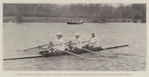Von Oxford nach Putney in 13 Stunden 59 Minuten, Mr. Spencer Gollan, Tom Sullivan und George Towns verlassen Henley von English Photographer