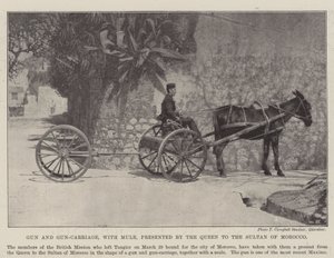 Kanone und Kanonenwagen mit Maultier, von der Königin dem Sultan von Marokko geschenkt